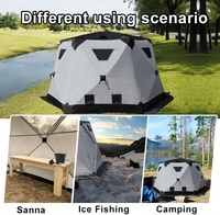 Tente de pêche sur glace pop-up hexagonale pour 6-8 personnes, une chambre, tissu Oxford 420D, triple couche, imperméable, résistante à la neige, installation rapide