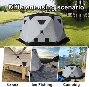 6-8 Person Ice Fishing Pop-Up Hexagon Shanty <strong>Tent</strong> One Bedroom 210D Oxford Cloth Triple-Layer Rainproof Snowproof Quick Setup - Product Image 2