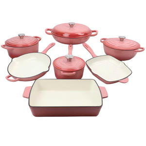 Ensemble de 11 ustensiles de cuisine <span class=keywords><strong>en</strong></span> <span class=keywords><strong>fonte</strong></span> émaillée classique, durable, écologique et sain, comprenant une poêle à frire, une <span class=keywords><strong>cocotte</strong></span>, une marmite et une couvercle, compatible gaz - Product Image 5