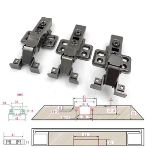 Charnière de meuble à amortisseur hydraulique, cadre en aluminium carré noir, charnières 3D pour porte d'armoire de cuisine - Product Image 2