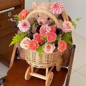 ตะกร้าหวายทรงอาร์ตเดคโคสำหรับเด็กตะกร้าดอกไม้อุปกรณ์สำหรับถ่ายภาพของเล่นเด็กตกแต่งตั้งโต๊ะทำมือ - Product Image 3