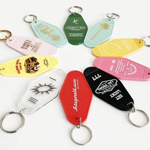 Design Wholesale Custom logo Motel Keychains Printed Plastic Vintage Motel Keychains - Product Image 2