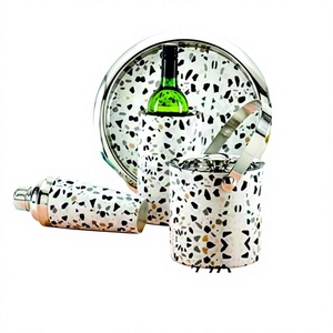 Kit de barman de acero inoxidable de calidad superior Juego de barra de coctelera con estampado de piedra Juego de metal de 4 piezas - Product Image 1