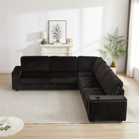 Sofá Esquinero Modular Moderno en Forma de L con Almacenamiento, Puerto USB Tipo-C, Portavasos, Asiento Profundo, Tapicería Cómoda, Sofá Cama para Apartamento