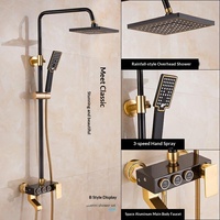 Ensemble de douche moderne et simple en aluminium noir pour la maison, avec jets de massage et de pluie, finition anodisée, robinet de douche pour salle de bain