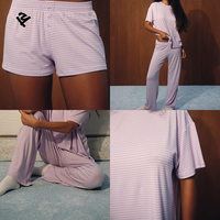 Ensembles de vêtements de détente en coton pour femmes, chemise à manches longues rayée personnalisée et pantalon, ensemble deux pièces, vêtements pour femmes