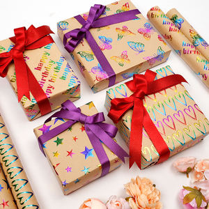 กระดาษคราฟท์หนา80กรัมกล่องของขวัญรูปดาวหัวใจวันเกิดกระดาษม้วนหรูหราสำหรับบรรจุภัณฑ์กระดาษห่อ - Product Image 6