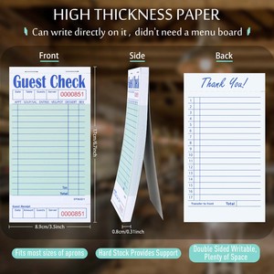 6.75x3.5 Inch Green Numbered Guest Check Pads 50 Sheets Per Pad - Product Image 2
