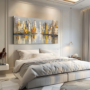 <span class=keywords><strong>Arte</strong></span> Murale di Lusso per Arredamento Casa, Stampa Artistica Astratta con <span class=keywords><strong>Riflessi</strong></span> Urbani, Dipinto a Olio su Tela Moderno di Grandi Dimensioni - Product Image 3