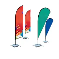 Drapeau de plage en polyester imprimé par sublimation, personnalisé, pour promotion d'événements en extérieur, petit MOQ, bannière volante publicitaire en forme de goutte d'eau