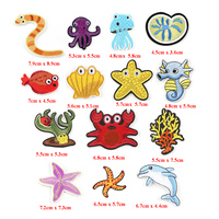 Patchs brodés thermocollants à motifs d'animaux marins mignons : étoile de mer, corail, hippocampe, poisson, coquillage, conque