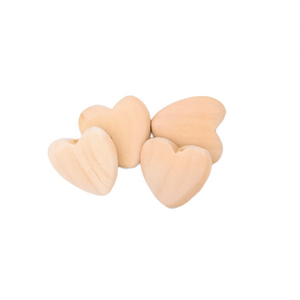 Perline di legno a forma di cuore Ilan da 25 mm, 4 pezzi, per la creazione di gioielli - Product Image 1