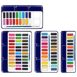 Juego de Acuarelas Sólidas LISI de 12/18/24/36 Colores Vibrantes, Portátiles, en Media Tapa, para Papel/Vidrio/Lienzo, Incluye Pincel - Product Image 1