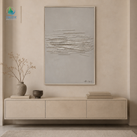 Peinture blanche abstraite la plus créative et unique Art mural Grande peinture grise sable texturé sur fond avec bâton de bois