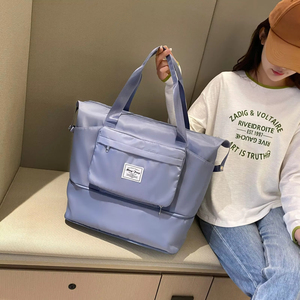 Hot Sale Durable Large Capacity Foldable Denim Duffle <b>Bag</b> Customized Logo Waterproof Zipper Closure Unisex Adjustable Strap - Product Image 3