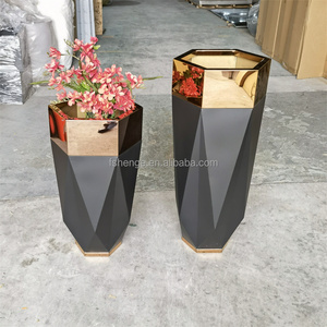 Maceta grande <span class=keywords><strong>de</strong></span> acero inoxidable <span class=keywords><strong>para</strong></span> suelo <span class=keywords><strong>de</strong></span> metal negro, maceta dorada <span class=keywords><strong>para</strong></span> interiores y exteriores, jarrones <span class=keywords><strong>para</strong></span> decoración del hogar - Product Image 6