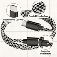 Cable USB Tipo-C Togudu CC-155 2.0, 480 Mbps, 60 W, Transferencia de Datos, 1 m/1.8 m/3 m, Nylon Luminoso que Brilla en la Oscuridad para Teléfono Móvil
