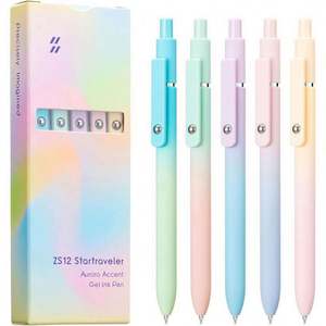 Paquete de 5 Bolígrafos de Tinta Negra Japonesa de Alta Gama, Punta Fina de 0.5 mm, Diseño Geométrico, Color Personalizado, para Escribir en un Diario o Tomar Notas - Product Image 2