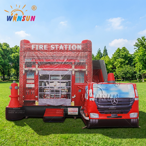 WINSUN Commercial Outdoor Kids Inflatable Amusement Fire Truck PVC Inflatable <b>Trampoline</b> - Product Image 1