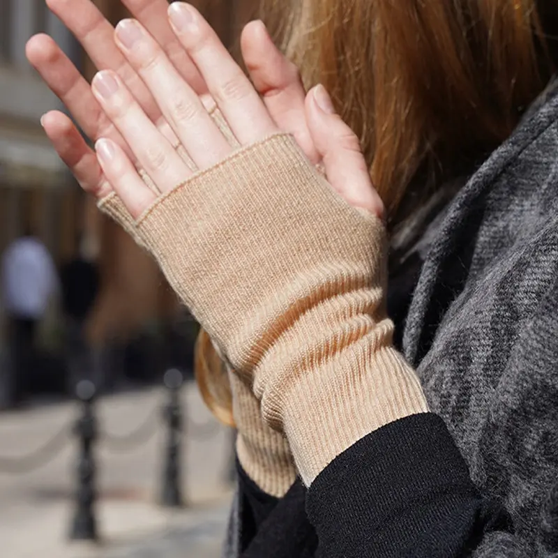 2 Pares de Guantes sin Dedos de Mujeres Manoplas Convertibles de Invierno Guantes de Punto de Mitad de Dedos con Tapa