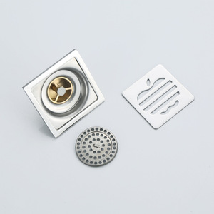 Desagüe de suelo cuadrado de latón roscado, fácil de limpiar, para baño, balcón, inodoro - Product Image 1