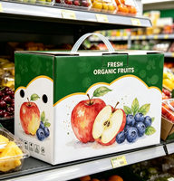 Geprinte golfkartonnen fruit-/voedselboxen, wegwerp fruitverzenddozen met handvat voor supermarkt & cadeauverpakkingen