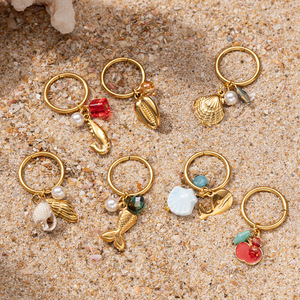 Ocean Beach Bijoux Étanche Poisson Shell Conque Perle Cristal Charmes Dangle <span class=keywords><strong>Anneau</strong></span> En Acier Inoxydable Pas De Décoloration Déclaration <span class=keywords><strong>Anneau</strong></span> - Product Image 1