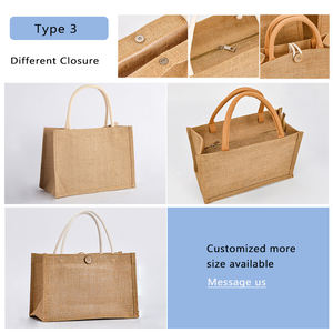 Sac en vrac <span class=keywords><strong>tendance</strong></span> 2024 sacs bularp bouton poignée en bambou sac fourre-tout en jute naturel personnalisé avec logo imprimé personnalisé - Product Image 4