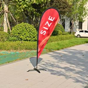 Drapeau en forme de larme en polyester imprimé sur mesure (simple/double face) - Kit de mât en acrylique imperméable et durable pour la publicité extérieure - Product Image 3