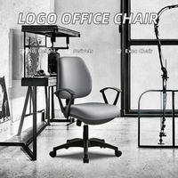 Chaise de bureau pivotante avec logo personnalisé, dossier moyen, hauteur réglable, design moderne, en plastique, pour la maison et le bureau