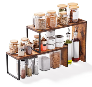 Organizador de Encimera de Cocina de Madera - Estantes Esquineros Apilables para Especias, Despensa y Almacenamiento de Cafetería - Product Image 1