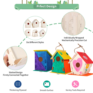 Kit de maisonnettes pour oiseaux en bois à faire soi-même, vente en gros, pour la décoration, les loisirs créatifs et les jouets pour enfants - Product Image 4