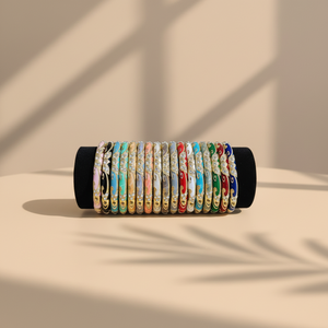 Bracelets empilables HZ64 style chinois, émail fin 6 mm, motif tourbillon incrusté de zircon, pour femmes, bijoux vintage, vente en gros - Product Image 5