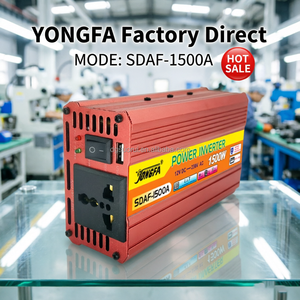 Convertisseur solaire pour voiture YONGFA à onde sinusoïdale modifiée simple, <span class=keywords><strong>12V</strong></span> DC vers 220V AC, 1500W, efficacité 90%, avec protection contre l'inversion <span class=keywords><strong>de</strong></span> <span class=keywords><strong>polarité</strong></span> - Product Image 1