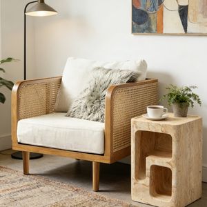 Canapé d'angle carré Bowen moderne et minimaliste, écologique, une place, en velours éponge, inclinable et rafraîchissant, pour la détente, avec structure en bois - Product Image 3