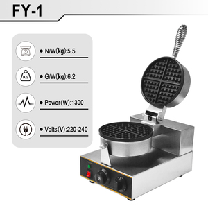 Gaufrier commercial à <span class=keywords><strong>plaque</strong></span> unique en acier inoxydable 304 avec surface antiadhésive, <span class=keywords><strong>protection</strong></span> contre la surchauffe et poignée en corde - Product Image 2