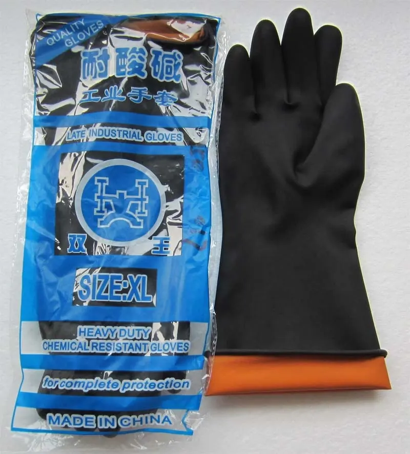120g zware Latex handschoenen hittebestendige sterk zuur alkali en olie 14inch 35CM extra lange zwarte serveren latex handschoenen