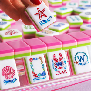Jeu de Mahjong Américain Côtier, 160 Pièces, Tuiles Acryliques Roses à 4 Couches, Design Peint à la Main Inspiré de l'Océan, Marque Privée OEM - Product Image 3