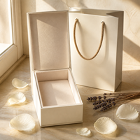 Caja de Regalo Vacía Firduas Color Marfil con Bolsa de Compras, Inserto Rígido de Terciopelo, Embalaje para Perfumes y Cuidado de la Piel, Logotipo Personalizado OEM Minimalista