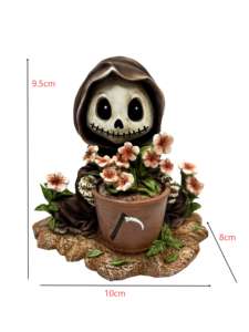 Adorable figurine squelette de faucheuse en résine mort avec statue de faux décoration Halloween en résine - Product Image 5
