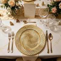 Assiettes de présentation modernes en PP, motif doré/argenté, 33 cm, résistantes aux rayures, pour centres de table de mariage et usage domestique