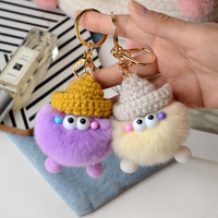 En gros, Porte-clés en fourrure de renard véritable en forme de boule de charbon, Porte-clés en peluche, Pendentif mignon de dessin animé, Nouveaux ornements à suspendre pour sac