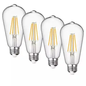 High quality Amber clear glass cover decorative Lamp 6W 360 degree Led Edison Filament Bulb ST64 E27 Dimmable long lifespan