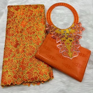 2.5 Y 코드 레이스 원단 + 2.5 Y 바쟁 Brode Riche Tulle Guipure 레이스 칼라 인기있는 두바이 스타일 자수 아프리카 레이스 - Product Image 5