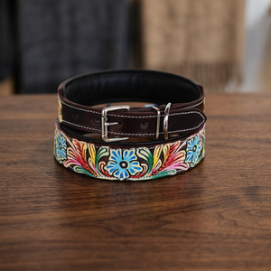 Collar de Perro Exclusivo de Cuero Repujado Estilo Western con Acolchado Suave y Diseño Pintado a Mano, Fabricante y Mayorista - Product Image 3