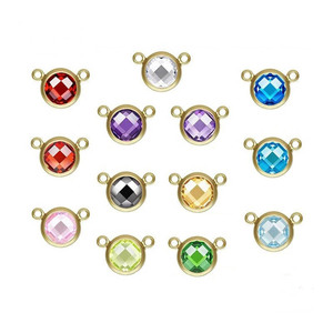 Đôi mặt V Mặt dây chuyền đồ trang sức phát hiện thành phần 14k vàng đầy 3/4/6mm 3A CZ bezel <span class=keywords><strong>checkerboard</strong></span> 2 lỗ quyến rũ kết nối - Product Image 1