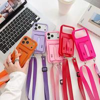 Étui avec sangle bandoulière antivol pour iPhone 16 15 14 Pro Max Capa Funda