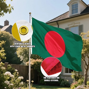 Bandera Nacional de Bangladesh Personalizada de Fábrica para Exteriores, de Una o Dos Caras, 90x150cm, Verde y Roja, Poliéster 100D - Product Image 5