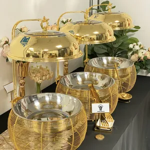 Recipiente para Calentar Comida de Acero Inoxidable de 9L, Clásico y de Lujo, con Soporte, para Catering y Buffet en Hoteles Modernos - Product Image 3