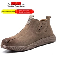 Sepatu Keselamatan Kulit Sapi Suede XD Unisex Low Cut Toe Wide Steel Cap Anti Tusuk Bernapas Sol Karet Crepe Industrial